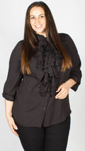 Naomi Plain Frill Shirt Black
