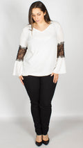 Perri Lace Sleeve Detail Top Ivory