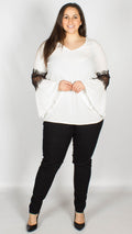 Perri Lace Sleeve Detail Top Ivory