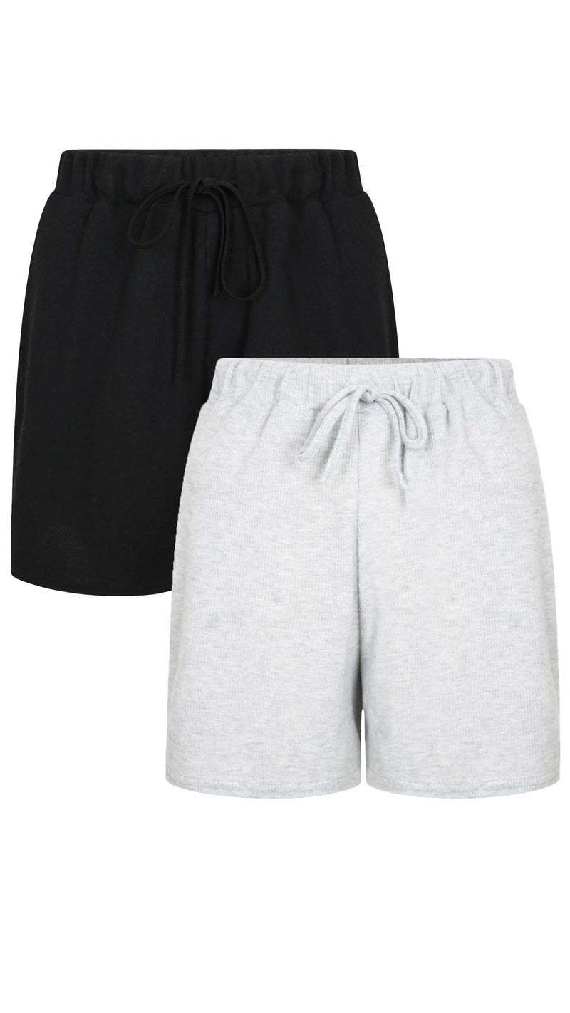 CurveWow Twin Pack Lounge Shorts Black/Grey