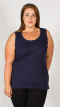 Navy Pure Cotton Ribbed Vest