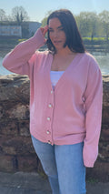 CurveWow Pearl Buttoned Cardigan Pink