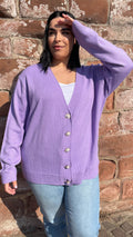 CurveWow Pearl Buttoned Cardigan Lilac