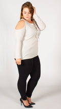 Canberra Ribbed Lace Up Top Grey