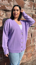 CurveWow Pearl Buttoned Cardigan Lilac
