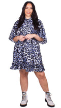 CurveWow Button Skater Dress Leopard Print