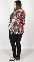 Annie Tie Back Frill Sleeve Floral Print Blouse