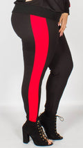 Lucille Black Stirrup Lounge Trousers with Red Stripe