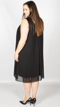 Billie Chiffon Style Necklace Detail Black Swing Dress