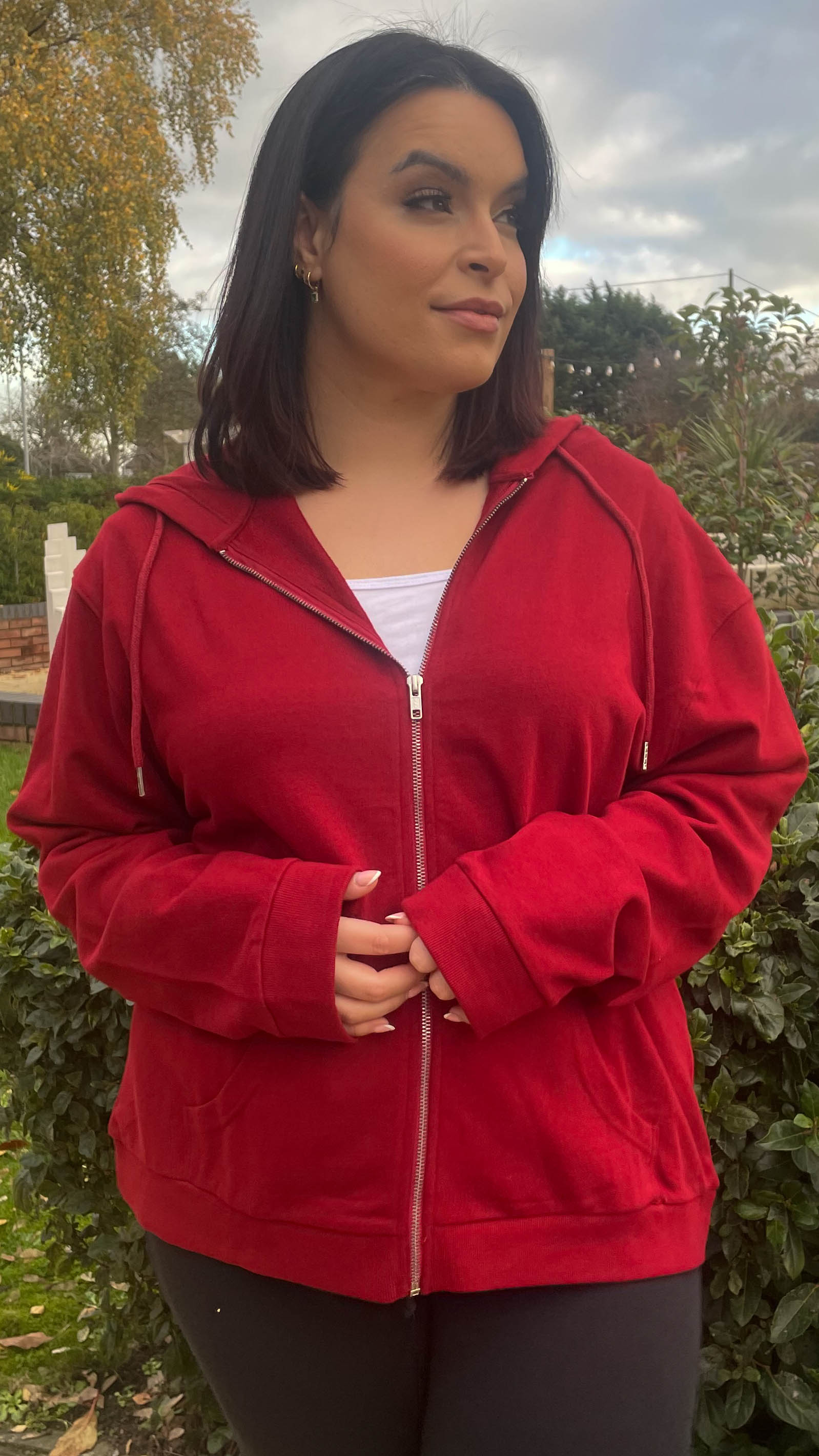 CurveWow Zip Through Hoodie Wine