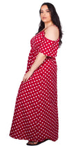 CurveWow Frill Sleeve Maxi Dress Polka Dot Red