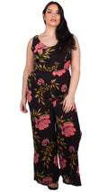 Christia Sleeveless Floral Print V-Neck Jumpsuit Black