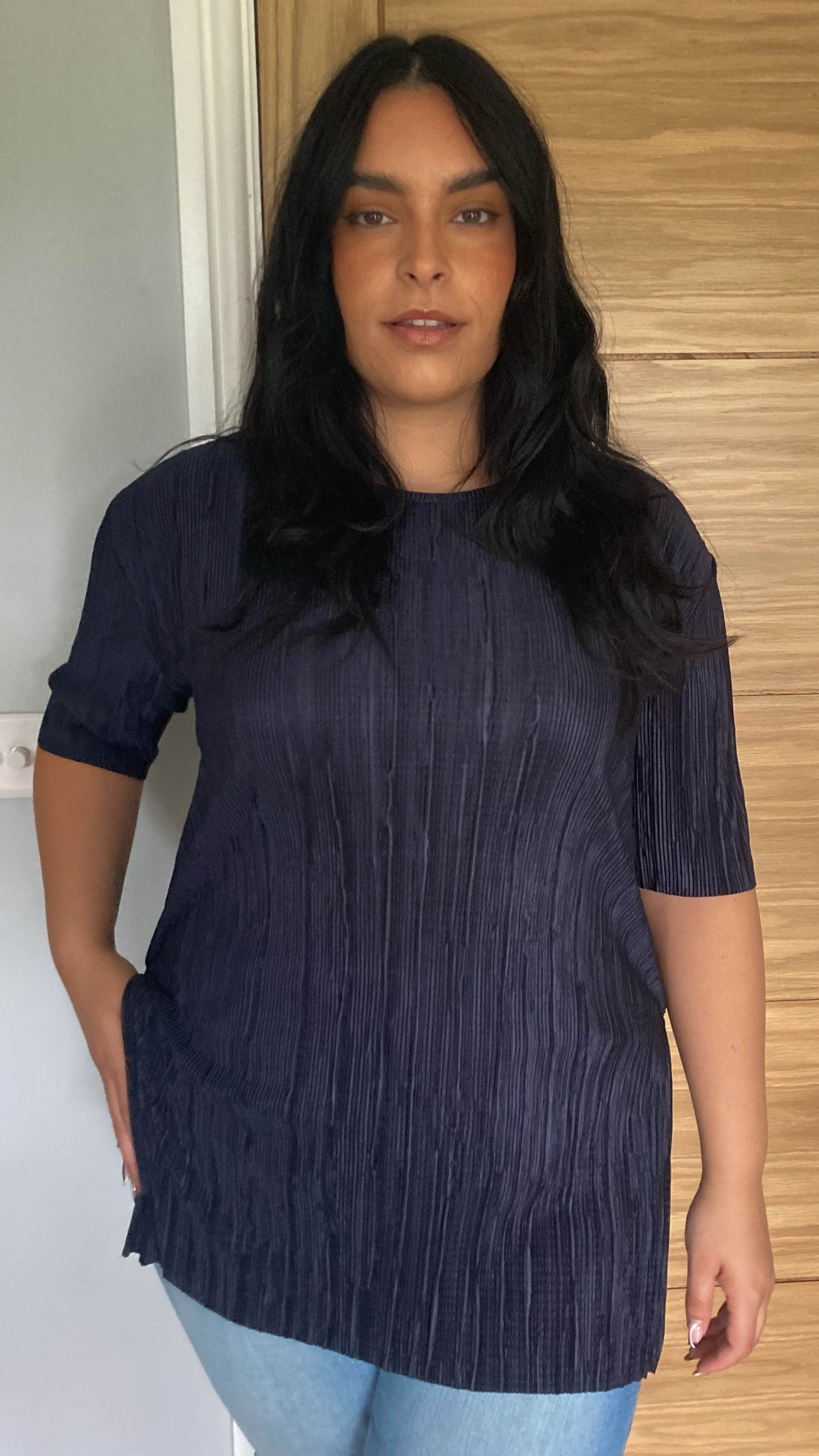 CurveWow Plisse Tunic Navy