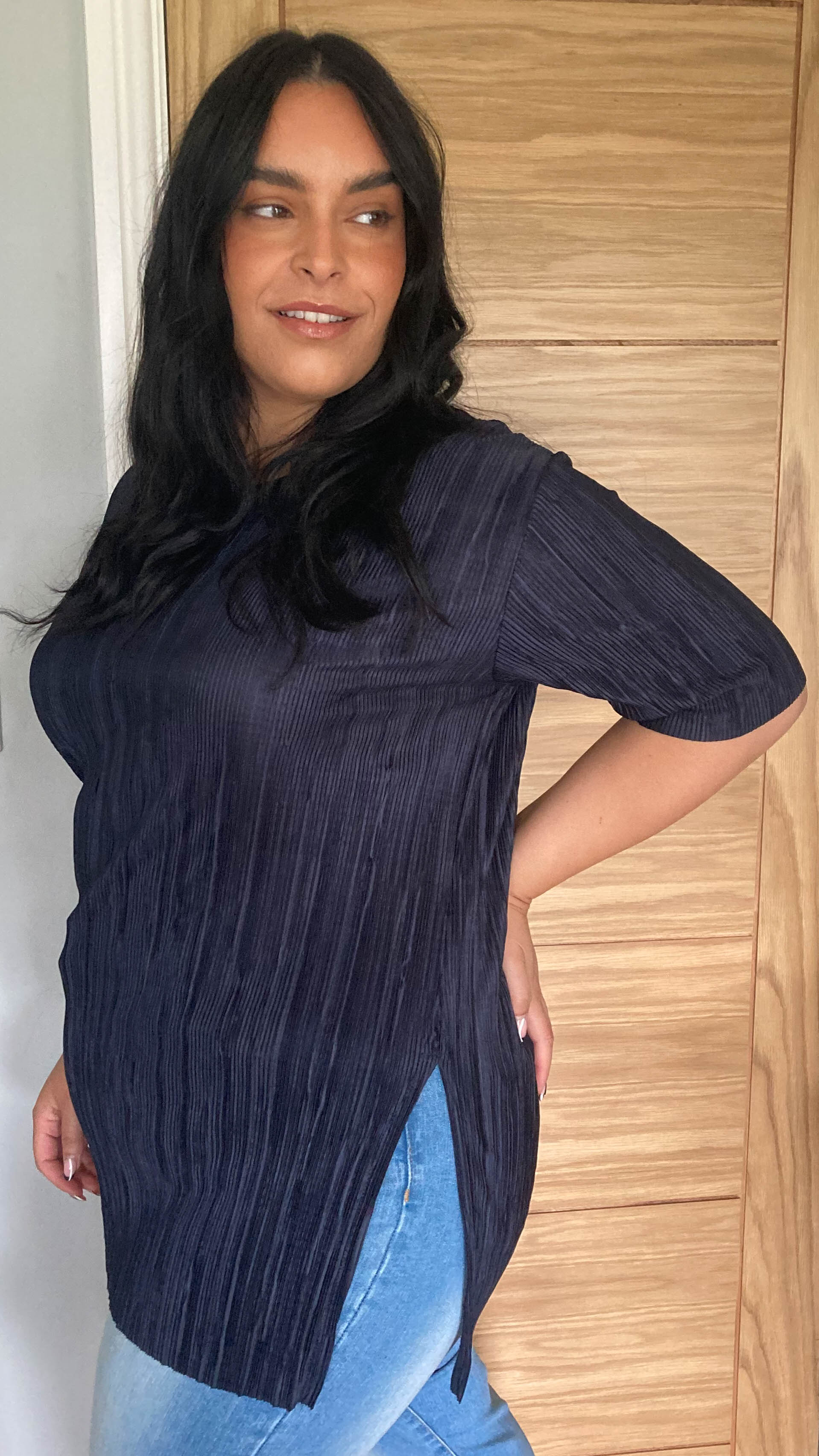 CurveWow Plisse Tunic Navy