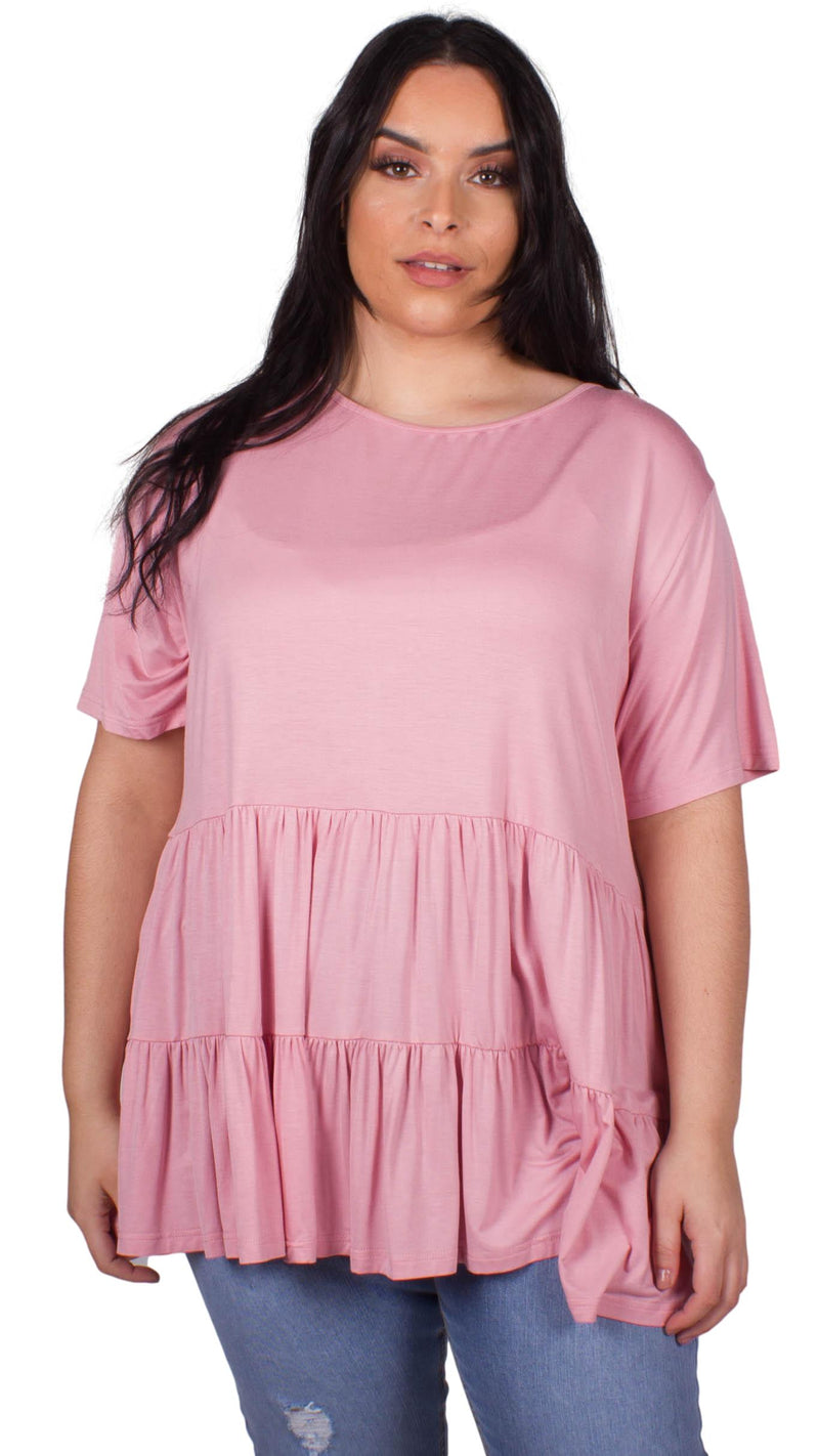 CurveWow Tiered Top Pink
