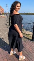 CurveWow Bardot Midi Dress Black
