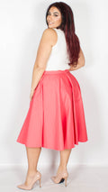 Peggy Fifties Style Coral Rock 'n' Roll Full Circle Skirt