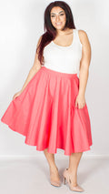 Peggy Fifties Style Coral Rock 'n' Roll Full Circle Skirt