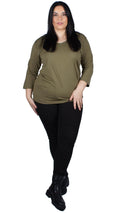 CurveWow V Neck Top Olive