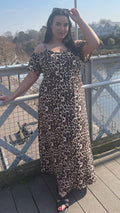 CurveWow Cold Shoulder Maxi Dress Leopard