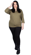 CurveWow V Neck Top Olive