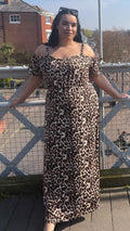 CurveWow Cold Shoulder Maxi Dress Leopard