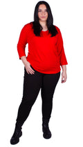CurveWow V Neck Top Red