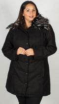 Florita Faux Fur Collar Wool Blend Coat