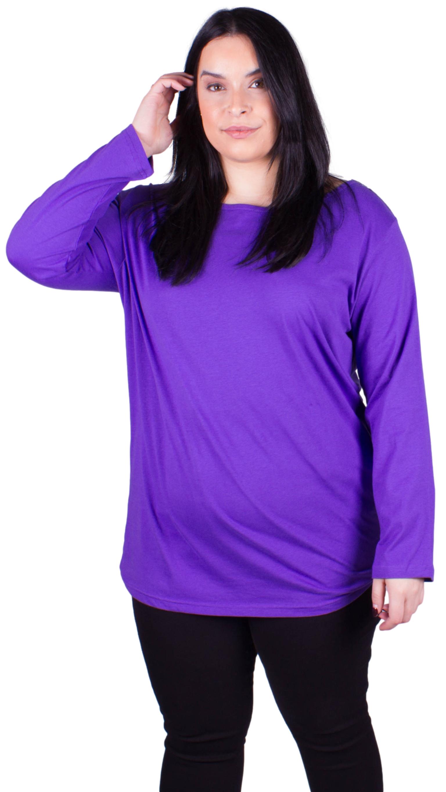 CurveWow Scoop Neck Long Sleeve Top Ultra Violet