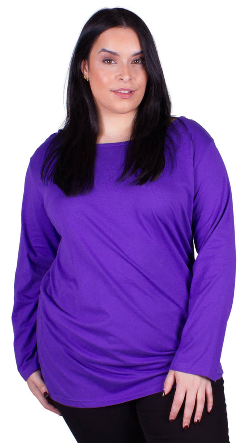 CurveWow Scoop Neck Long Sleeve Top Ultra Violet