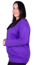 CurveWow Scoop Neck Long Sleeve Top Ultra Violet