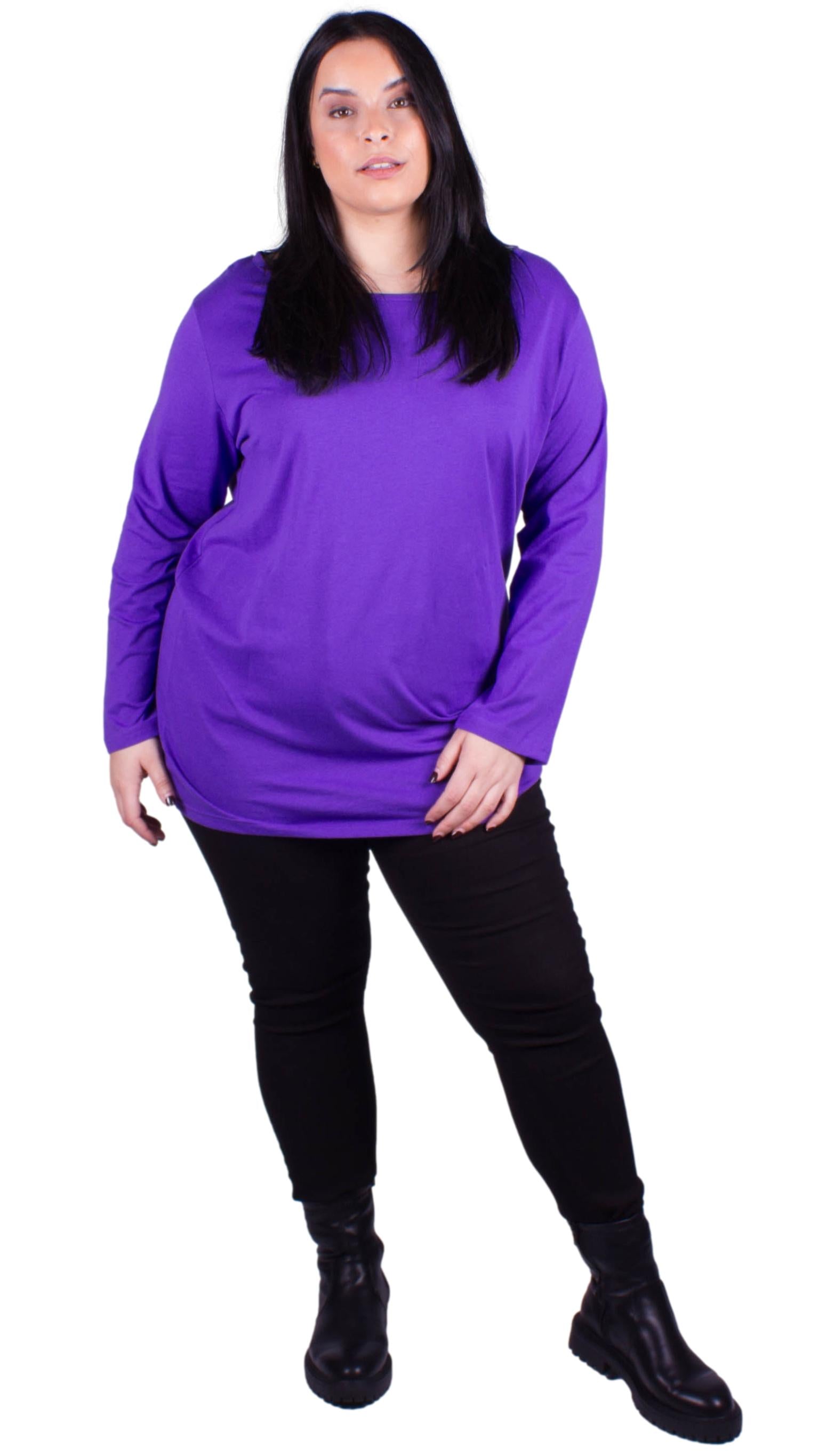CurveWow Scoop Neck Long Sleeve Top Ultra Violet