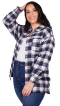 Julie Checked Flannel Shirt Navy