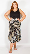 Atlanta Beige/Black Printed Jersey Maxi Skirt