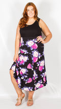 Cheyenne Black/Pink Printed Jersey Maxi Skirt