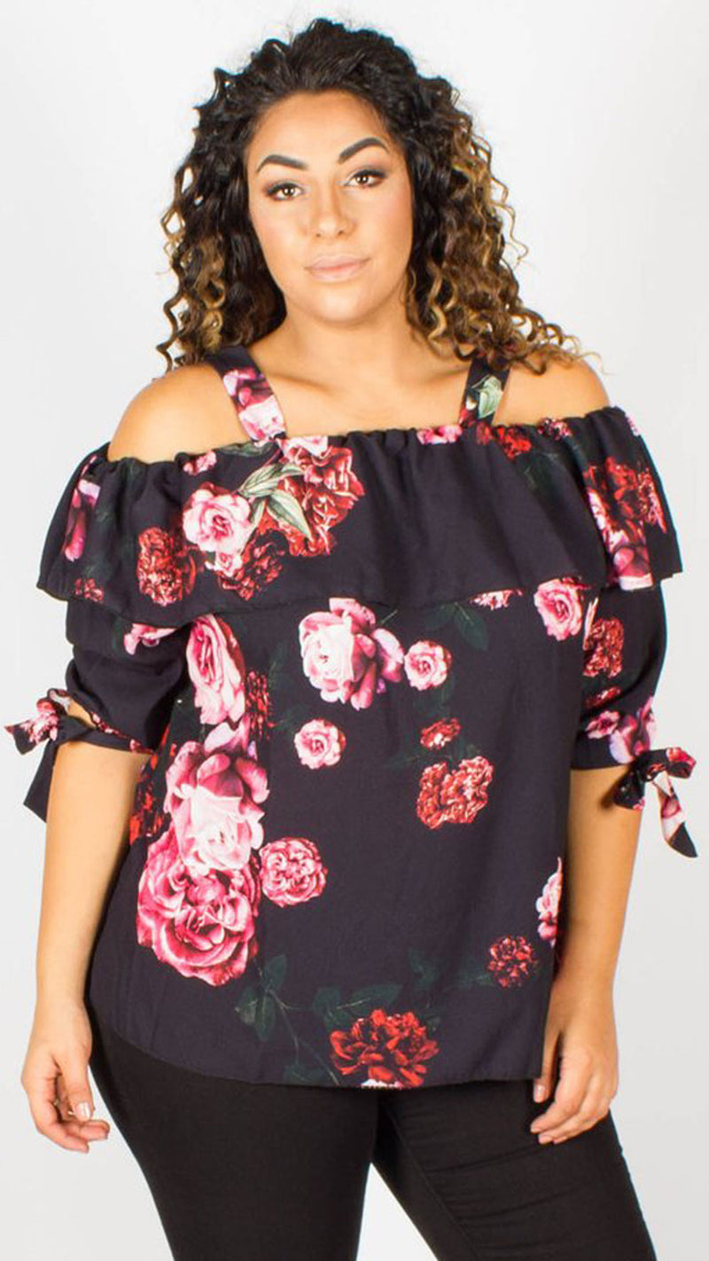 Anmore Red Floral Bardot Top