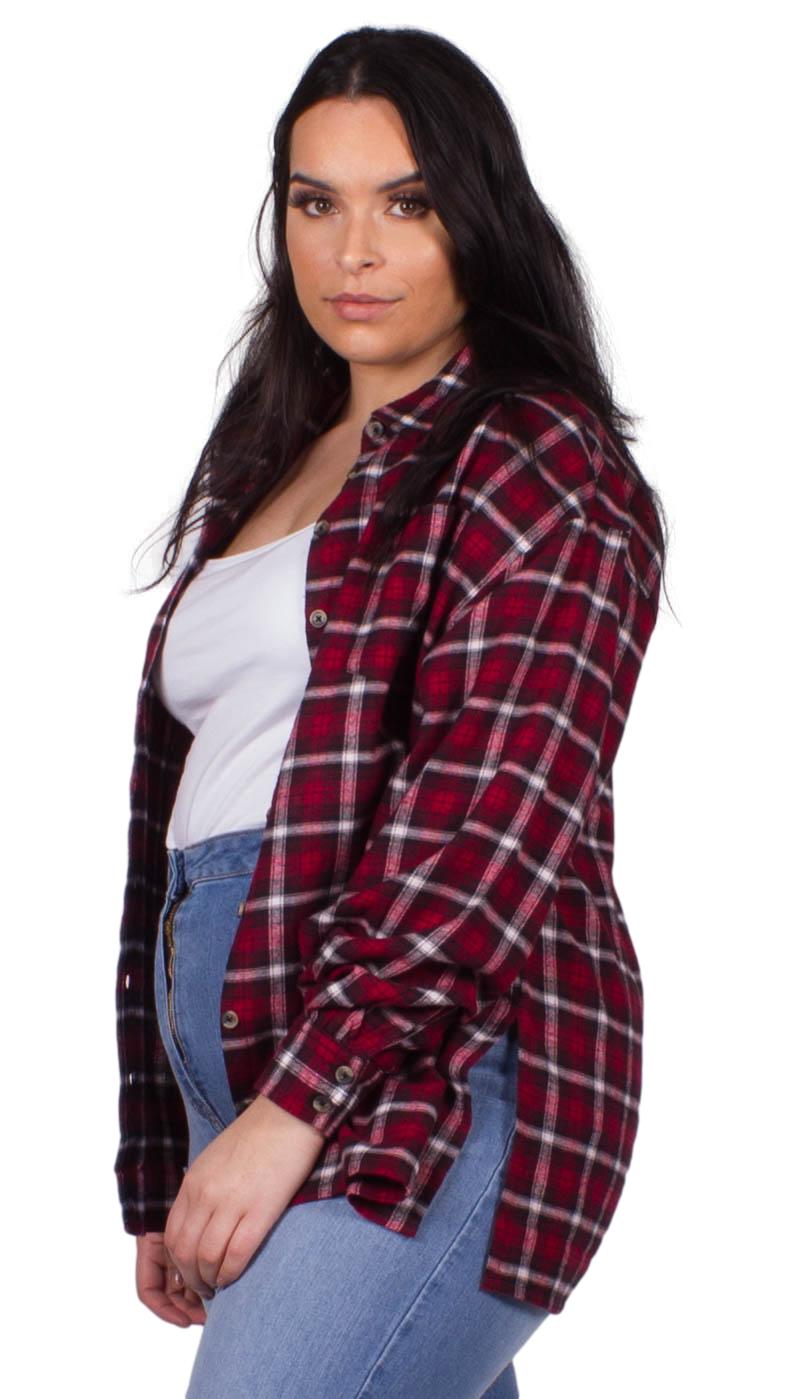 Julie Checked Flannel Shirt Red