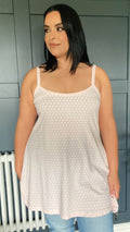 CurveWow Swing Cami Vest Pink With White Polka Dots