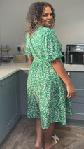 CurveWow Button Through Dress Green Floral