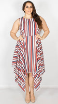 Ivy Hanky Hem Striped Dress