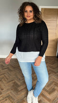 CurveWow 2 in 1 Cable Knit Jumper Black