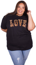 Emma Love Leopard Print T-Shirt Black