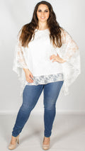 Maisie Ivory Batwing Lace Box Top