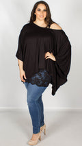 Daisy 2 in 1 Batwing Lounge Top Black