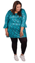 CurveWow Longline Blouse Turquoise Floral