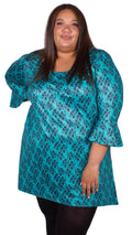 CurveWow Longline Blouse Turquoise Floral