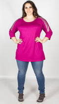 Katy Magenta Embellished Shoulder Jersey Tunic