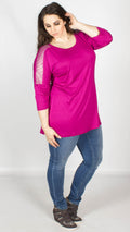 Katy Magenta Embellished Shoulder Jersey Tunic