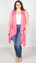 Rose Bright Pink Sleeveless Silky Crepe Cape
