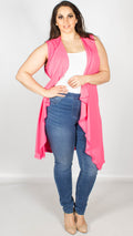 Rose Bright Pink Sleeveless Silky Crepe Cape